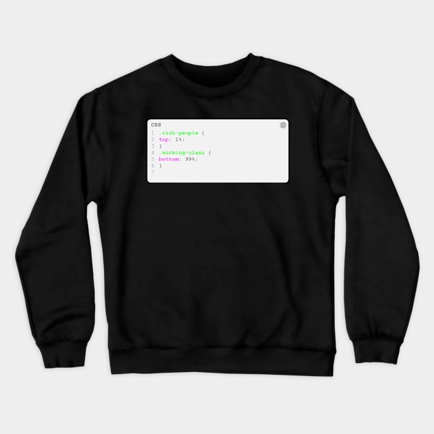 CSS Rich People - Working Class Crewneck Sweatshirt by woundedduck